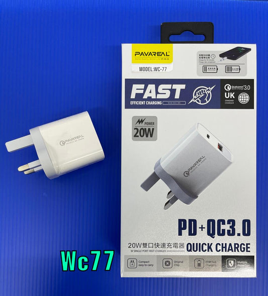 PAVAREAL WC77 20W PD+QC3.0 ADAPTER